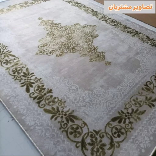 فرشینه | فرش چاپی برند حسن نیا چاپی مخمل تُرک طوسی گلبهی با زیره ضد سُر H458 (پس کرایه) فرشینه | فرش چاپی برند حسن نیا چاپی مخمل تُرک طوسی گلبهی با زیره ضد سُر H458 (پس کرایه) - Image 2