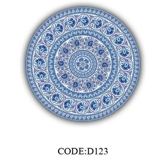 فرشینه | فرش چاپی برند حسن نیا چاپی گرد رنگ آبی مخمل هازان تُرک کد D123 (پس کرایه) فرشینه | فرش چاپی برند حسن نیا چاپی گرد رنگ آبی مخمل هازان تُرک کد D123 (پس کرایه) - Image 3