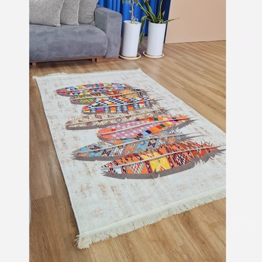 فرشینه | فرش چاپی برند حسن نیا کناره راهرو جنس مخمل تُرک طرح پَر کد h261 (پس کرایه) فرشینه | فرش چاپی برند حسن نیا کناره راهرو جنس مخمل تُرک طرح پَر کد h261 (پس کرایه) - Image 2