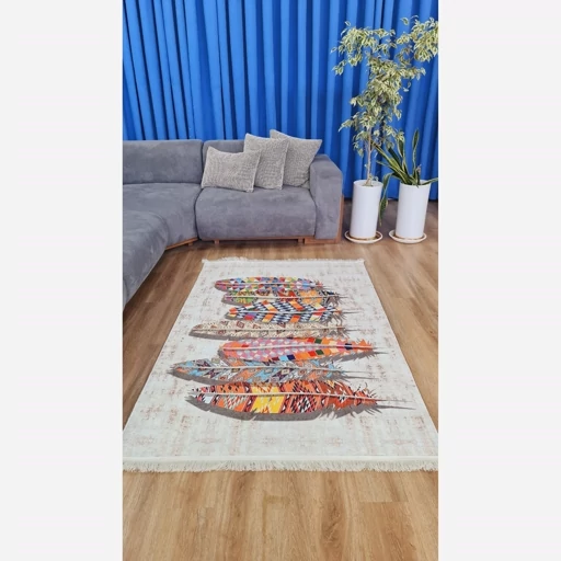 فرشینه | فرش چاپی برند حسن نیا کناره راهرو جنس مخمل تُرک طرح پَر کد h261 (پس کرایه) فرشینه | فرش چاپی برند حسن نیا کناره راهرو جنس مخمل تُرک طرح پَر کد h261 (پس کرایه) - Image 3