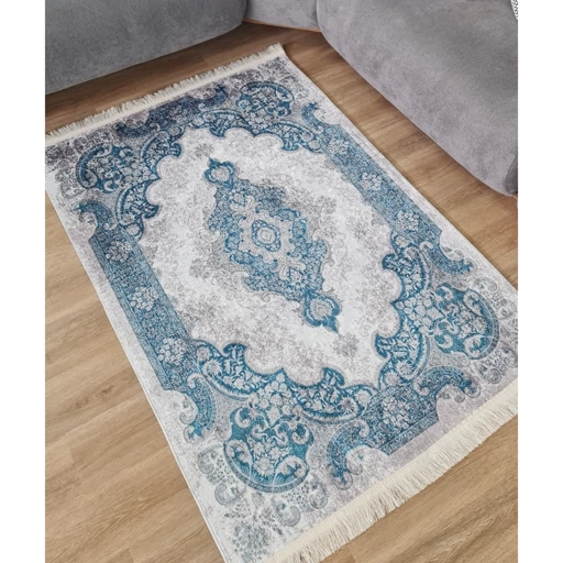 فرشینه | فرش چاپی برند حسن نیا چاپی هازان ترک طرح آبی درباری h227 (پس کرایه) فرشینه | فرش چاپی برند حسن نیا چاپی هازان ترک طرح آبی درباری h227 (پس کرایه)