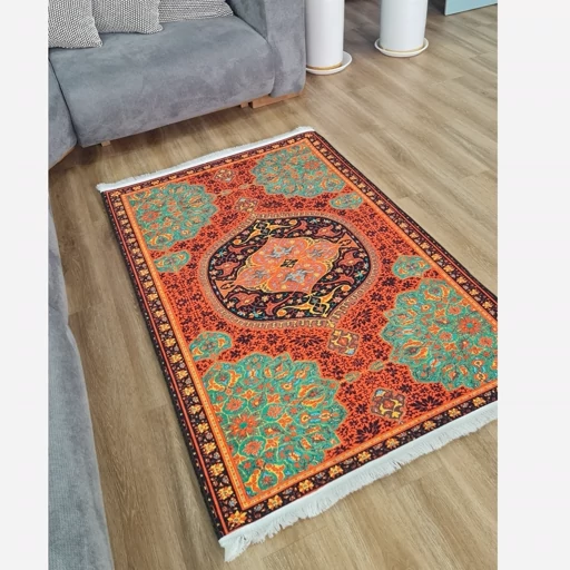 فرشینه | فرش چاپی برند حسن نیا چاپی هازان ترک طرح ابریشمی 079 (پس کرایه) فرشینه | فرش چاپی برند حسن نیا چاپی هازان ترک طرح ابریشمی 079 (پس کرایه) - Image 6