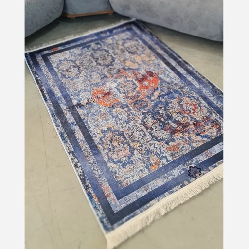 فرشینه | فرش چاپی برند حسن نیا چاپی هازان ترک آبی مدرن کدh395 (پس کرایه) فرشینه | فرش چاپی برند حسن نیا چاپی هازان ترک آبی مدرن کدh395 (پس کرایه) - Image 3