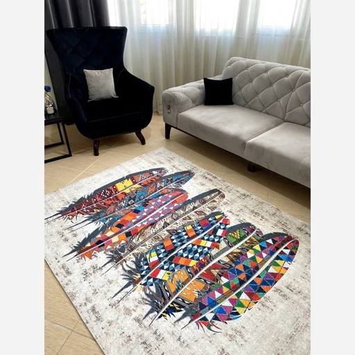 فرشینه | فرش چاپی برند حسن نیا کناره راهرو جنس مخمل تُرک طرح پَر کد h261 (پس کرایه) فرشینه | فرش چاپی برند حسن نیا کناره راهرو جنس مخمل تُرک طرح پَر کد h261 (پس کرایه) - Image 4