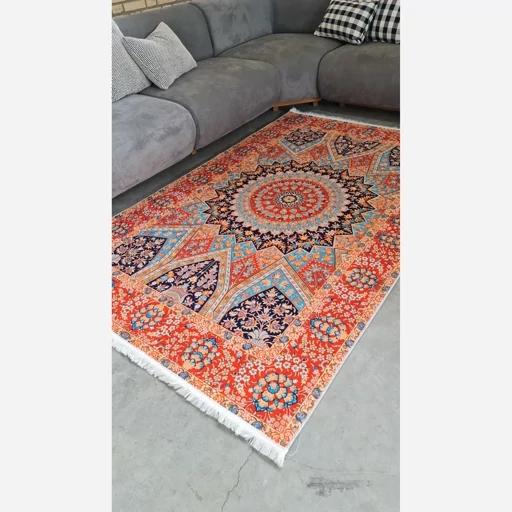 فرشینه | فرش چاپی برند حسن نیا چاپی هازان ترک طرح سنتی 025 (پس کرایه) فرشینه | فرش چاپی برند حسن نیا چاپی هازان ترک طرح سنتی 025 (پس کرایه) - Image 3