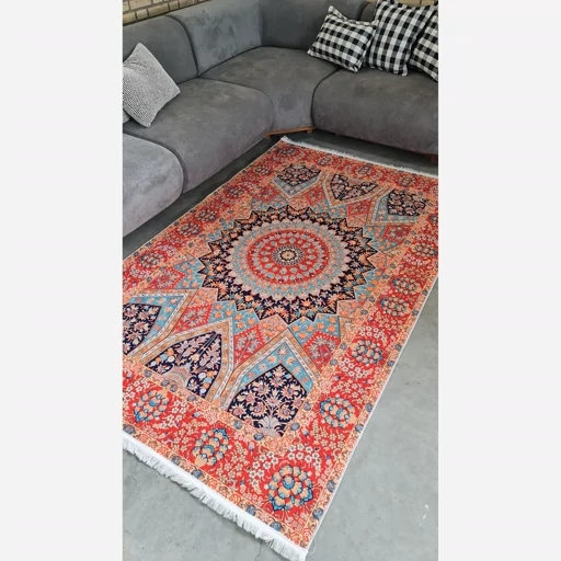 فرشینه | فرش چاپی برند حسن نیا چاپی هازان ترک طرح سنتی 025 (پس کرایه) فرشینه | فرش چاپی برند حسن نیا چاپی هازان ترک طرح سنتی 025 (پس کرایه) - Image 6