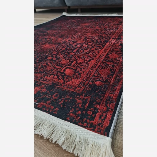 فرشینه | فرش چاپی برند حسن نیا چاپی هازان ترک قرمز لاکی تیره U135 (پس کرایه) فرشینه | فرش چاپی برند حسن نیا چاپی هازان ترک قرمز لاکی تیره U135 (پس کرایه) - Image 4