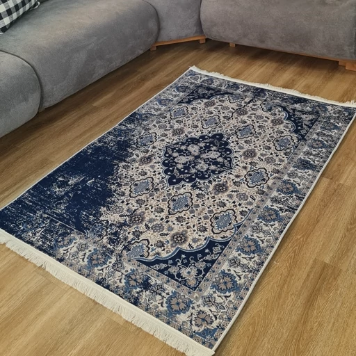فرشینه | فرش چاپی برند حسن نیا چاپی هازان ترک وینتیج سرمه ای M248 (پس کرایه) فرشینه | فرش چاپی برند حسن نیا چاپی هازان ترک وینتیج سرمه ای M248 (پس کرایه)