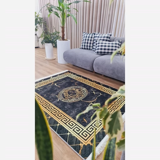 فرشینه | فرش چاپی برند حسن نیا مدرن هازان ترک طرح ورساچه h481 (پس کرایه) فرشینه | فرش چاپی برند حسن نیا مدرن هازان ترک طرح ورساچه h481 (پس کرایه) - Image 3