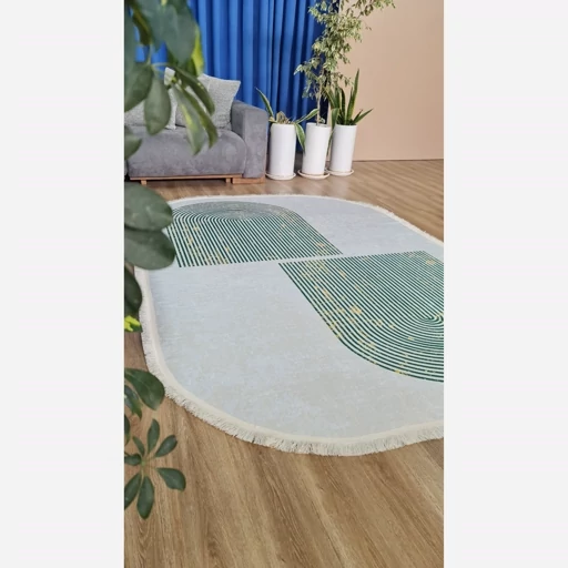 فرشینه | فرش چاپی برند حسن نیا چاپی مخمل بیضی مدرن b99 (پس کرایه) فرشینه | فرش چاپی برند حسن نیا چاپی مخمل بیضی مدرن b99 (پس کرایه) - Image 5