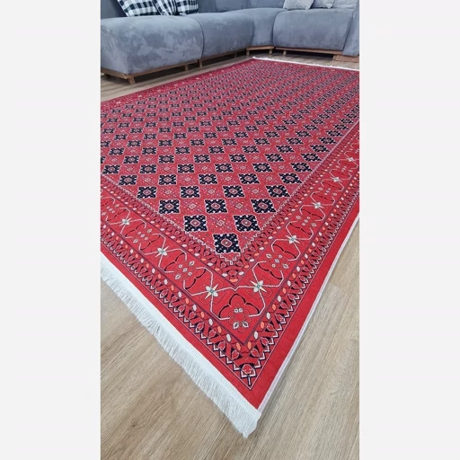 فرشینه | فرش چاپی برند حسن نیا چاپی هازان ترک طرح ترکمن لاکی 129 (پس کرایه) فرشینه | فرش چاپی برند حسن نیا چاپی هازان ترک طرح ترکمن لاکی 129 (پس کرایه) - Image 2
