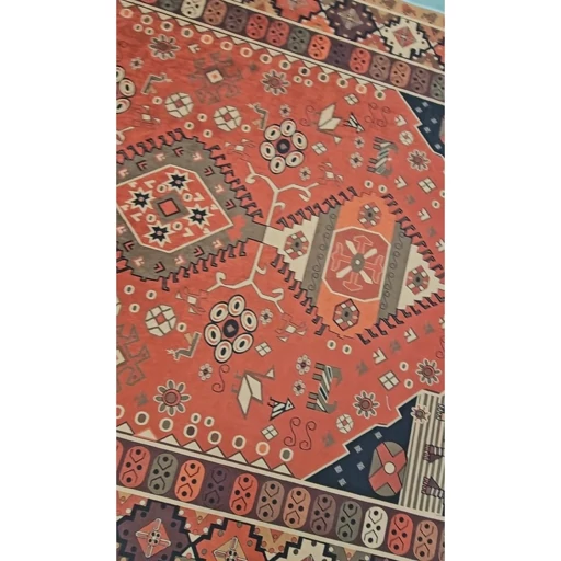 فرشینه | فرش چاپی برند حسن نیا هازان ترک طرح سنتی نارنجی کد O129 (پس کرایه) فرشینه | فرش چاپی برند حسن نیا هازان ترک طرح سنتی نارنجی کد O129 (پس کرایه) - Image 7