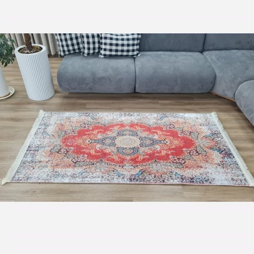 فرشینه | فرش چاپی برند حسن نیا چاپی مخمل شنل طرح سنتی وینتیج h236 (پس کرایه) فرشینه | فرش چاپی برند حسن نیا چاپی مخمل شنل طرح سنتی وینتیج h236 (پس کرایه) - Image 4