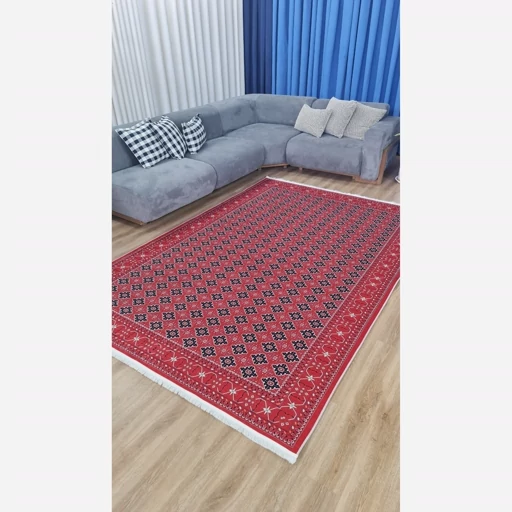 فرشینه | فرش چاپی برند حسن نیا چاپی هازان ترک طرح ترکمن لاکی 129 (پس کرایه) فرشینه | فرش چاپی برند حسن نیا چاپی هازان ترک طرح ترکمن لاکی 129 (پس کرایه) - Image 6