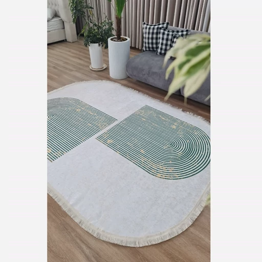 فرشینه | فرش چاپی برند حسن نیا چاپی مخمل بیضی مدرن b99 (پس کرایه) فرشینه | فرش چاپی برند حسن نیا چاپی مخمل بیضی مدرن b99 (پس کرایه) - Image 4
