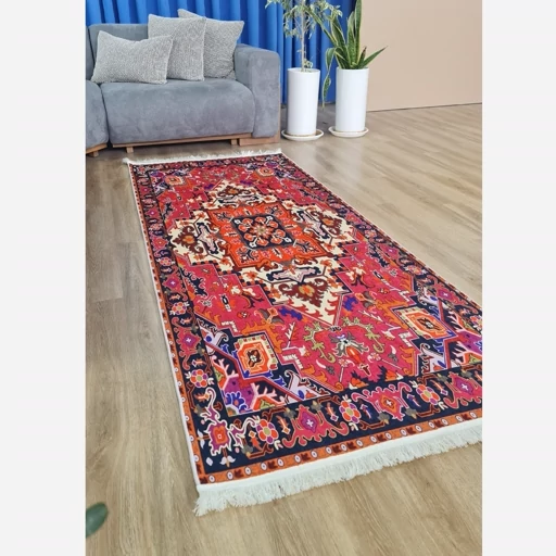 فرشینه | فرش چاپی برند حسن نیا چاپی مخمل سنتی لاکی کد O137 (پس کرایه) فرشینه | فرش چاپی برند حسن نیا چاپی مخمل سنتی لاکی کد O137 (پس کرایه) - Image 2