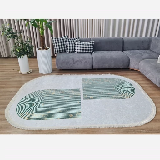 فرشینه | فرش چاپی برند حسن نیا چاپی مخمل بیضی مدرن b99 (پس کرایه) فرشینه | فرش چاپی برند حسن نیا چاپی مخمل بیضی مدرن b99 (پس کرایه) - Image 6