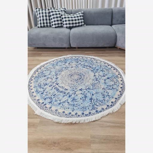 فرشینه | فرش چاپی برند حسن نیا چاپی مخمل گرد رنگ آبی کد C23 (پس کرایه) فرشینه | فرش چاپی برند حسن نیا چاپی مخمل گرد رنگ آبی کد C23 (پس کرایه) - Image 5
