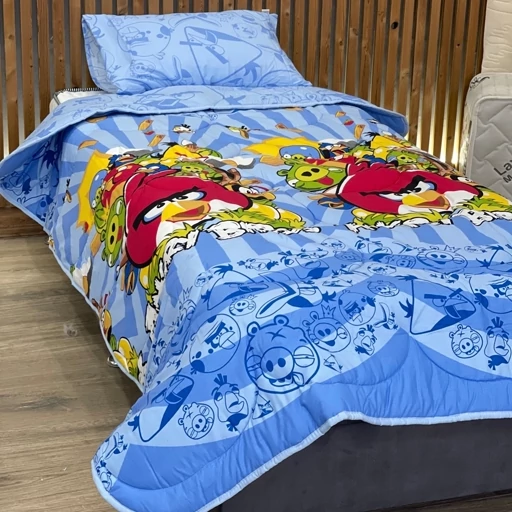 ست کامل ژورنالی روتختی 4 تیکه طرح انگری بردز آبی (پس کرایه) ست کامل ژورنالی روتختی 4 تیکه طرح انگری بردز آبی (پس کرایه) - Image 3