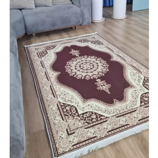 فرشینه | فرش چاپی برند حسن نیا چاپی هازان ترک طرح سنتی کرم زرشکی h318 (پس کرایه) فرشینه | فرش چاپی برند حسن نیا چاپی هازان ترک طرح سنتی کرم زرشکی h318 (پس کرایه)