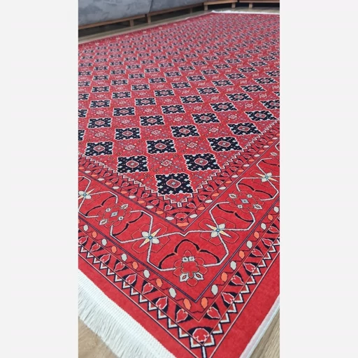 فرشینه | فرش چاپی برند حسن نیا چاپی هازان ترک طرح ترکمن لاکی 129 (پس کرایه) فرشینه | فرش چاپی برند حسن نیا چاپی هازان ترک طرح ترکمن لاکی 129 (پس کرایه) - Image 7