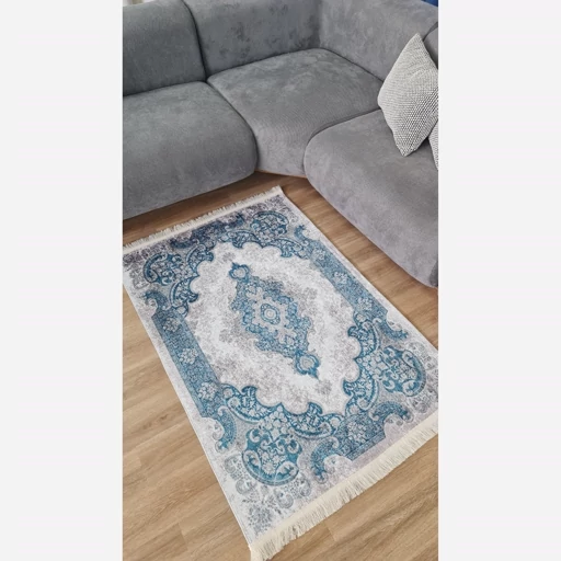 فرشینه | فرش چاپی برند حسن نیا چاپی هازان ترک طرح آبی درباری h227 (پس کرایه) فرشینه | فرش چاپی برند حسن نیا چاپی هازان ترک طرح آبی درباری h227 (پس کرایه) - Image 11