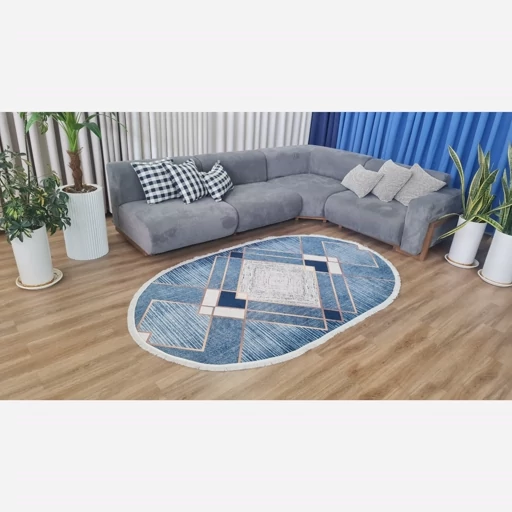 فرشینه | فرش چاپی برند حسن نیا چاپی هازان ترک ست آبی مدرن S12 (پس کرایه) فرشینه | فرش چاپی برند حسن نیا چاپی هازان ترک ست آبی مدرن S12 (پس کرایه) - Image 6