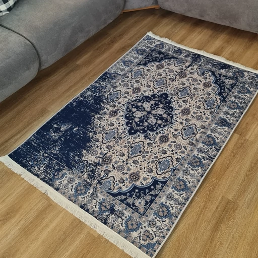 فرشینه | فرش چاپی برند حسن نیا چاپی هازان ترک وینتیج سرمه ای M248 (پس کرایه) فرشینه | فرش چاپی برند حسن نیا چاپی هازان ترک وینتیج سرمه ای M248 (پس کرایه) - Image 2