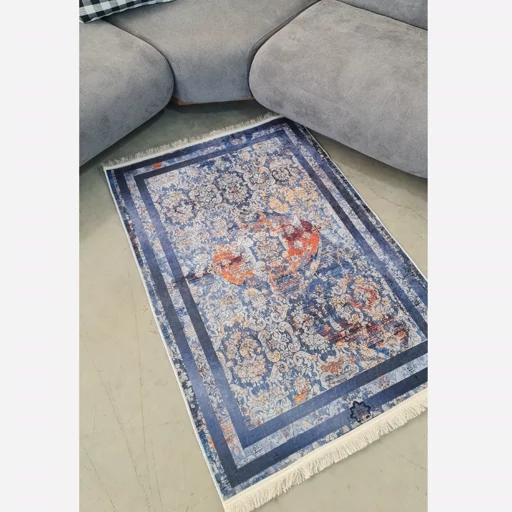فرشینه | فرش چاپی برند حسن نیا چاپی هازان ترک آبی مدرن کدh395 (پس کرایه) فرشینه | فرش چاپی برند حسن نیا چاپی هازان ترک آبی مدرن کدh395 (پس کرایه) - Image 4