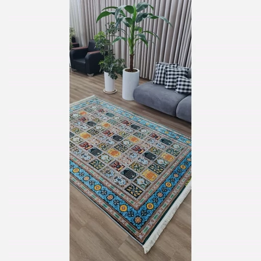 فرشینه | فرش چاپی برند حسن نیا هازان ترک طرح سنتی خشتی F 113 (پس کرایه) فرشینه | فرش چاپی برند حسن نیا هازان ترک طرح سنتی خشتی F 113 (پس کرایه) - Image 6