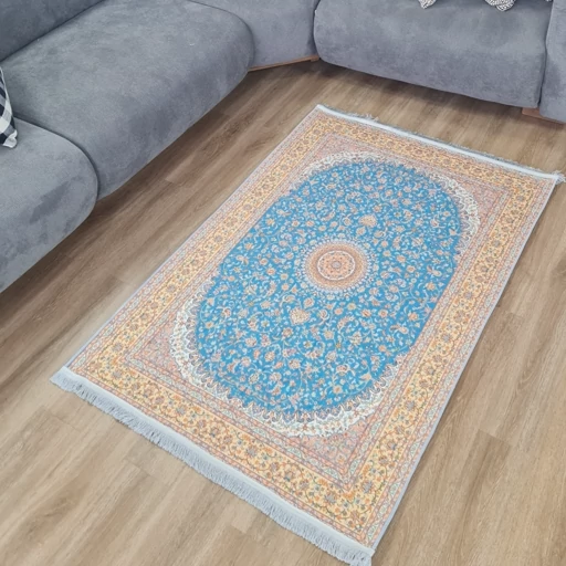 فرشینه | فرش چاپی برند حسن نیا چاپی مخمل طرح ابریشمی آبی 150 در 225 کد A014 (پس کرایه) فرشینه | فرش چاپی برند حسن نیا چاپی مخمل طرح ابریشمی آبی 150 در 225 کد A014 (پس کرایه)