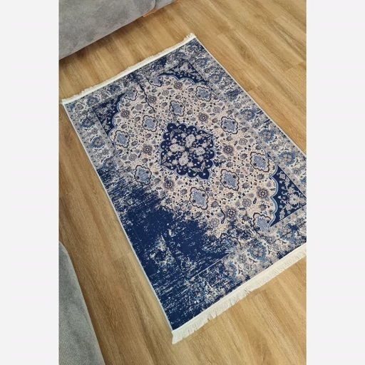 فرشینه | فرش چاپی برند حسن نیا چاپی هازان ترک وینتیج سرمه ای M248 (پس کرایه) فرشینه | فرش چاپی برند حسن نیا چاپی هازان ترک وینتیج سرمه ای M248 (پس کرایه) - Image 7