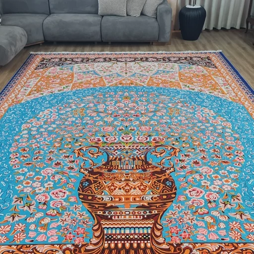 فرشینه مخمل هازان طرح فیروزه گلدان a019(پس کرایه) فرشینه مخمل هازان طرح فیروزه گلدان a019(پس کرایه) - Image 3