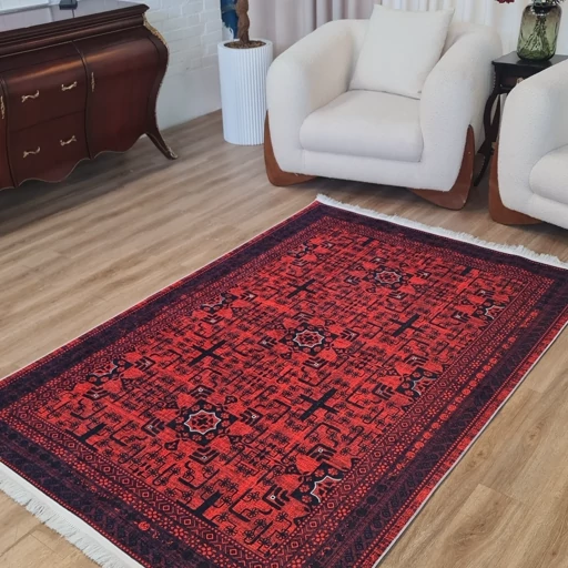 فرشینه مخمل هازان طرح قرمز خراسان L235(پس کرایه) فرشینه مخمل هازان طرح قرمز خراسان L235(پس کرایه) - Image 5