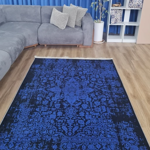 فرشینه مخمل هازان ترک طرح لاجوردی سلطنتی آبی u178 (پس کرایه) فرشینه مخمل هازان ترک طرح لاجوردی سلطنتی آبی u178 (پس کرایه) - Image 3