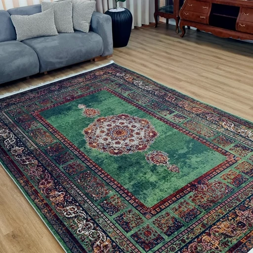 فرشینه مخمل هازان کیفیت گوشتی A+ طرح اموی سبز L553(پس کرایه) فرشینه مخمل هازان کیفیت گوشتی A+ طرح اموی سبز L553(پس کرایه)