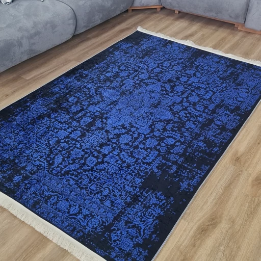 فرشینه مخمل هازان ترک طرح لاجوردی سلطنتی آبی u178 (پس کرایه) فرشینه مخمل هازان ترک طرح لاجوردی سلطنتی آبی u178 (پس کرایه) - Image 7