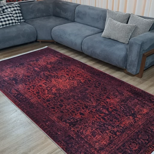 فرش چاپی برند حسن نیا مخمل هازان آنتیک قرمز زرشکی L474(پس کرایه) فرش چاپی برند حسن نیا مخمل هازان آنتیک قرمز زرشکی L474(پس کرایه) - Image 3