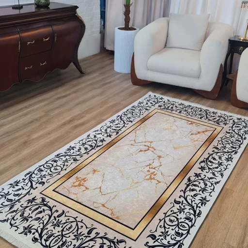 فرش چاپی فرشینه برند حسن نیا مخمل هازان طرح زر سیم h413(پس کرایه) فرش چاپی فرشینه برند حسن نیا مخمل هازان طرح زر سیم h413(پس کرایه) - Image 4