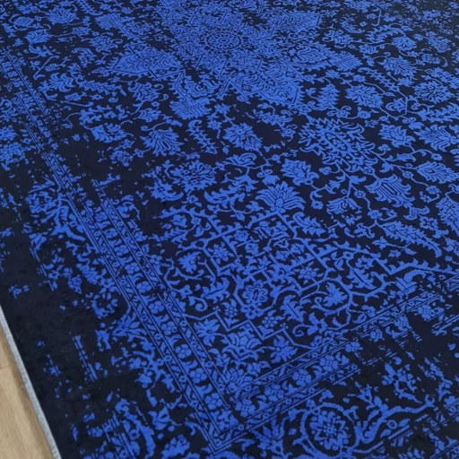 فرشینه مخمل هازان ترک طرح لاجوردی سلطنتی آبی u178 (پس کرایه) فرشینه مخمل هازان ترک طرح لاجوردی سلطنتی آبی u178 (پس کرایه) - Image 2