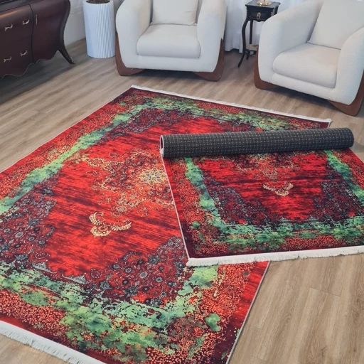 فرشینه راهرویی مخمل کیفیت هایژنیک گوشتی A+ طرح هندو U656 (پس کرایه) فرشینه راهرویی مخمل کیفیت هایژنیک گوشتی A+ طرح هندو U656 (پس کرایه) - Image 2
